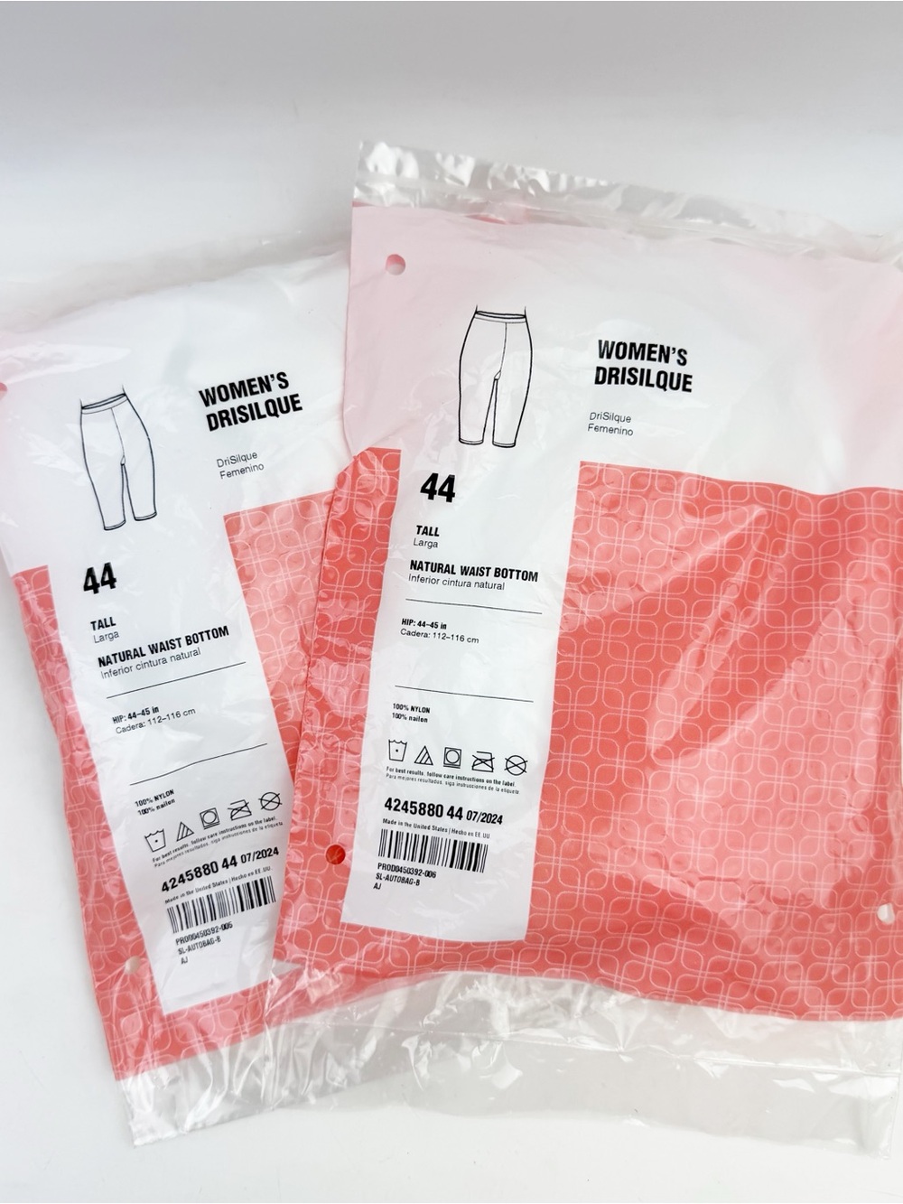 TWO Mormon LDS Garments Underwear Women's Nylon Waist Bottom White L 44 New